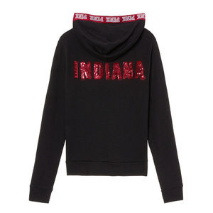 INDIANA HOOSIERS BLING Sequins Victoria's Secret Black Sequined Hoodie Jacket